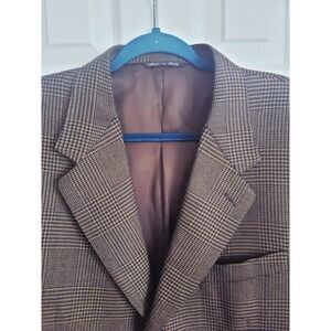 Canali Milano Blazer Houndstooth Wool Made in Italy Sport Coat‎ Sz 54R Choc Brwn